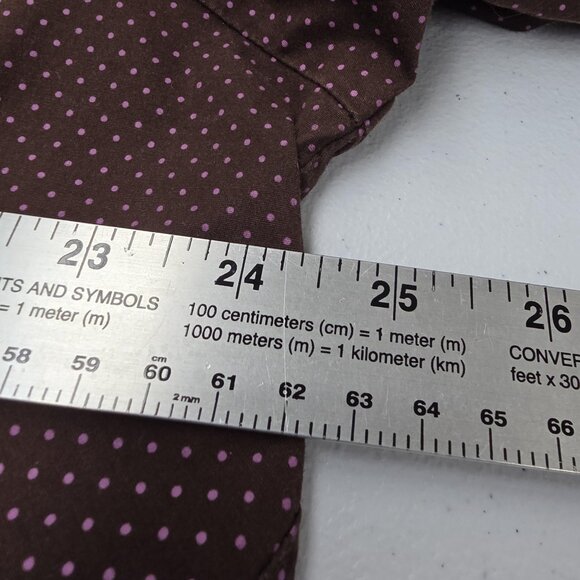 Cato Blouse Shirt Womens 22/24W Brown Pink Polka Dot Stretch 3/4 Sleeve Plus - Picture 11 of 12